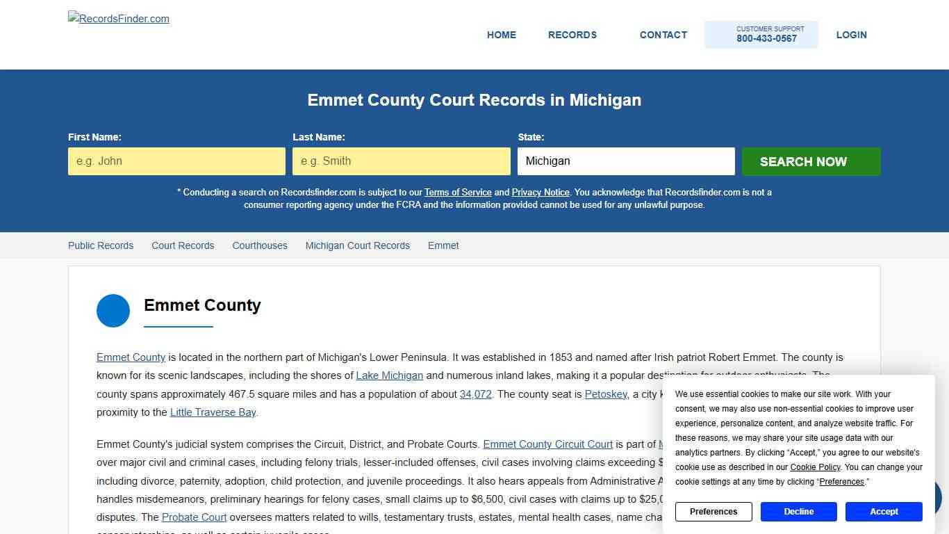 Search Emmet Court Records & Courthouses, Michigan MI